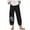 Black, variant on Meichang Women Casual Cotton Linen Pants Trendy Floral Print Elastic Waist Lantern Pants Baggy Casual Ankle Length Wide Leg Pants Trousers Summer Lounge Pants with Pockets