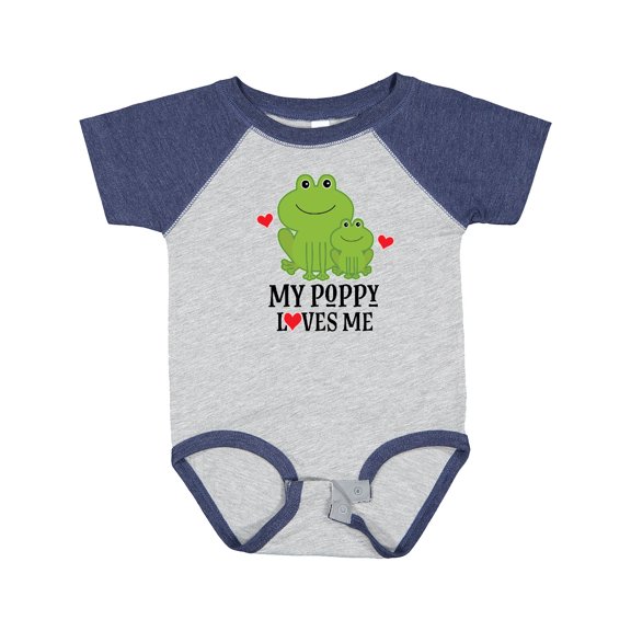Inktastic My Poppy Loves Me Grandson Frog Boys Baby Bodysuit