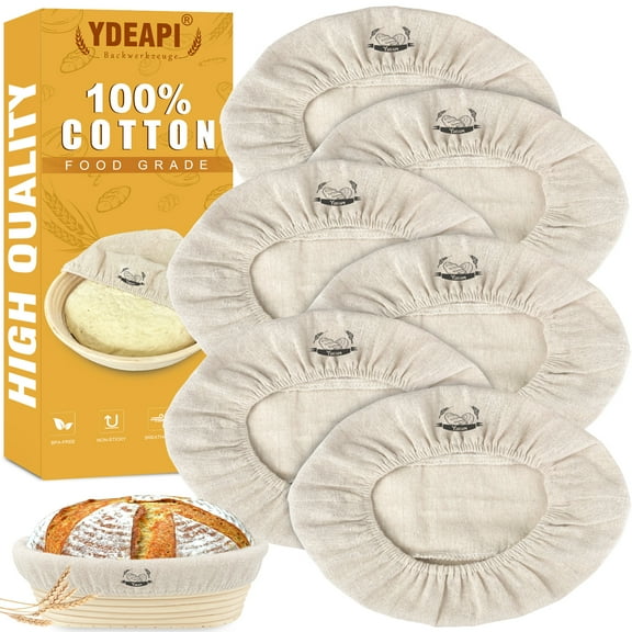 Ydeapi 6 Pieces 10 Inch Oval Bread Proofing Basket Cloth ,Rattan Baking Dough Basket Cover Liner , Sourdough Banneton Proofing Cloth, Fermentation Basket Linen Liner for Baking Supplies