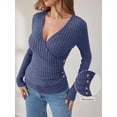 thumbnail image 6 of ANRABESS Long Sleeve V Neck Shirts for Women Ribbed Knit Slim Fit Wrap Top Comfy Soft Sexy Sweater Spring Fall Winter Dressy Casual Clothes Dark Blue X-Large, 6 of 9