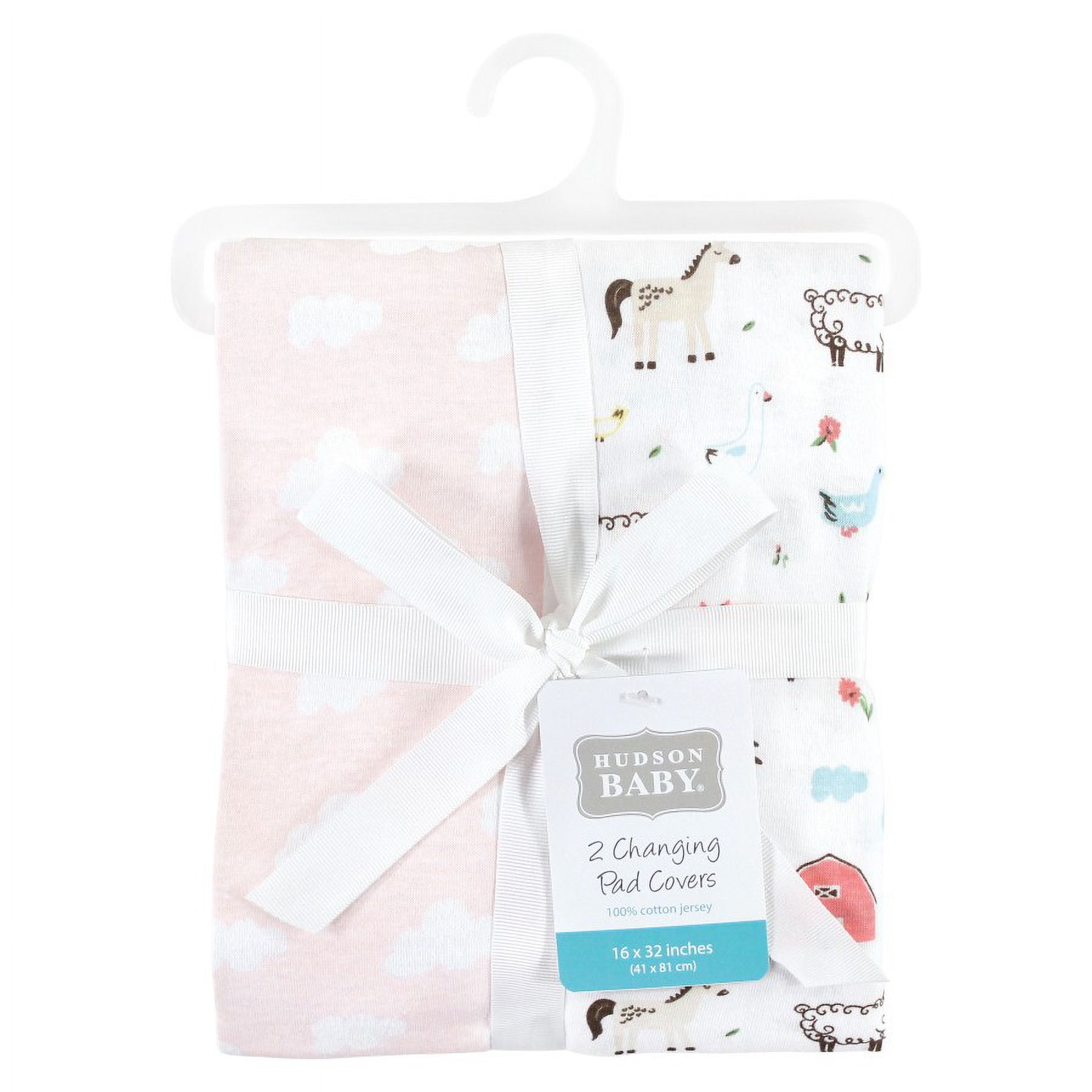 Hudson Baby Infant Girl Cotton Changing Pad Cover, Girl Farm Animals, One Size