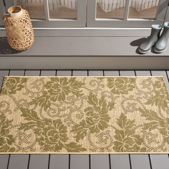 Safavieh Courtyard Adrian Floral Indoor/Outdoor Area Rug, Cream/Green, 2'7" x 5'