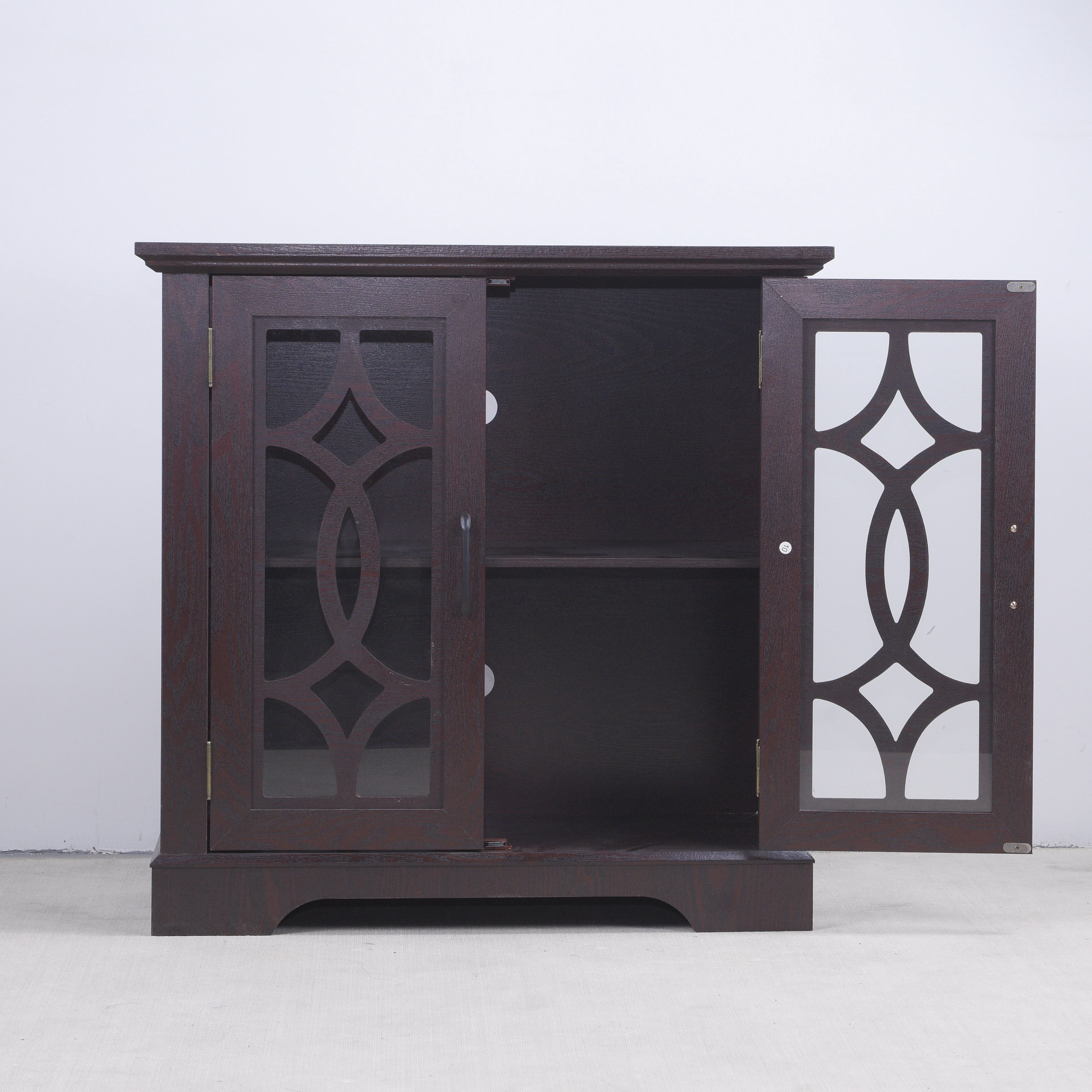 Sailvan 2-Tempered Glass Door Sideboard, 34.37" Spacious Buffet with 3-Position Adjustable Shelf