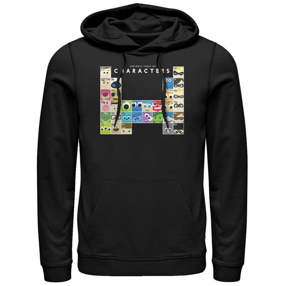 Men's Pixar Character Periodic Table  Pull Over Hoodie Black 2X Large