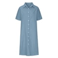 thumbnail image 4 of Shirt Dresses For Women Button Down Shirt Dress Roll Sleeve Notch Collar Loose Dress Womens Casual Linen Dress Maxi Dresses For Women, 4 of 5