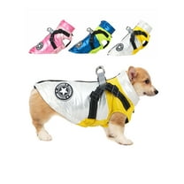 Luxtrada Pet Printed Cold Weather Coat Harness Pet Winter Warm Outfit Padded Jacket For Small Medium Puppy Dogs (White,2XL)