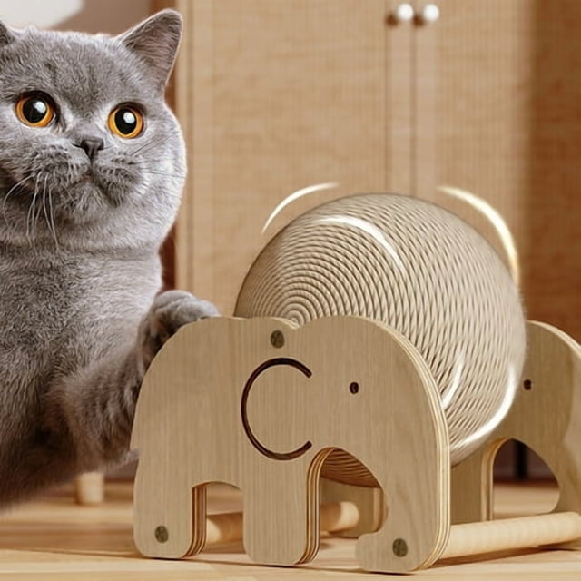 Natural Sisal Cat Scratcher Toy with Stable Stand Interactive Exercise for Indoor Cats Durable Scratching Post Plaything