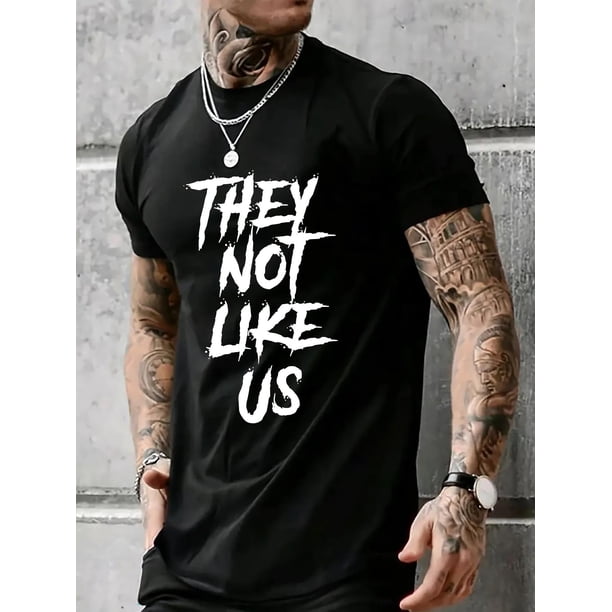 Camiseta informal de verano para hombre, suave y cómoda, de punto de algodón, corte regular, manga corta, cuello redondo y estampado "No nos gustan", 180 g/m².