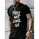 thumbnail image 1 of Camiseta informal de verano para hombre, suave y cómoda, de punto de algodón, corte regular, manga corta, cuello redondo y estampado "No nos gustan", 180 g/m²., 1 of 5