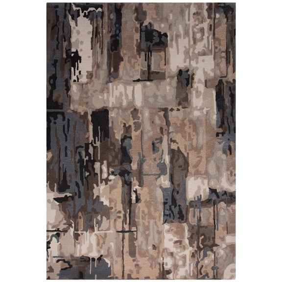 Woven Trends Richard Area Rug KIN533 Modern Style, Abstract Pattern, Pet & Family Friendly, Living Room, Dining Room, Office, Low Pile Hand Made Wool Area Rug in Tan - 5' x 8'