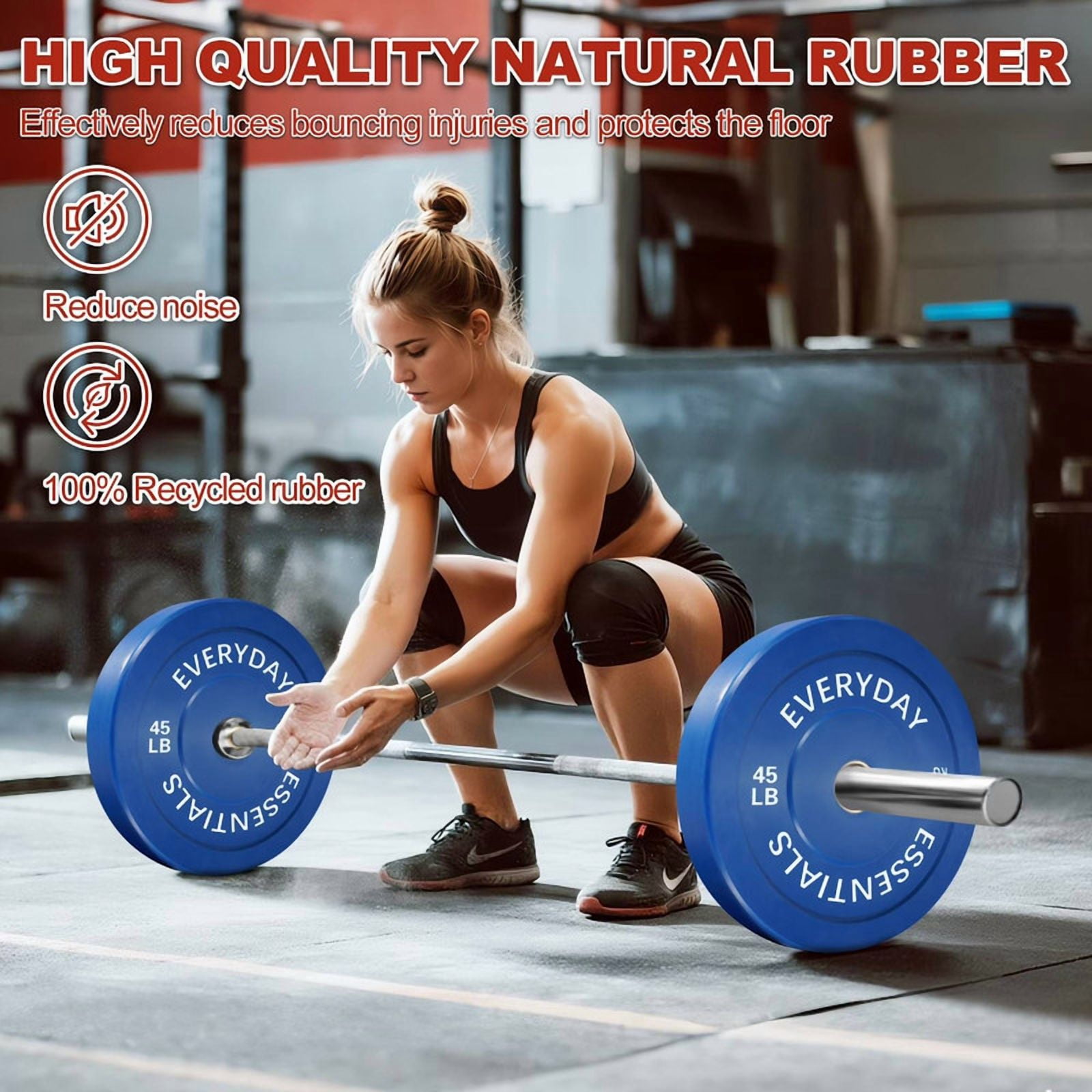 Sprint Demon Olympic Bumper Plates, 2-Inch Solid Rubber Weight Plates for Home Gym and Strength Training, 45 LB Pair, Blue
