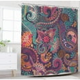 thumbnail image 2 of Boho Paisley Floral Shower Curtain Mandala Indian Bohemian Colorful Purple Flowers Bathroom Home Decor Set Fabric Waterproof Included 12 Plastic Shower Hooks 72Wx72H Inch, 2 of 6