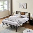 thumbnail image 1 of VECELO Full Size Metal Bed Frame with Wooden Headboard, Industrial Platform Bed Frame, Metal Slat Support, No Box Spring Needed, Black, 1 of 7