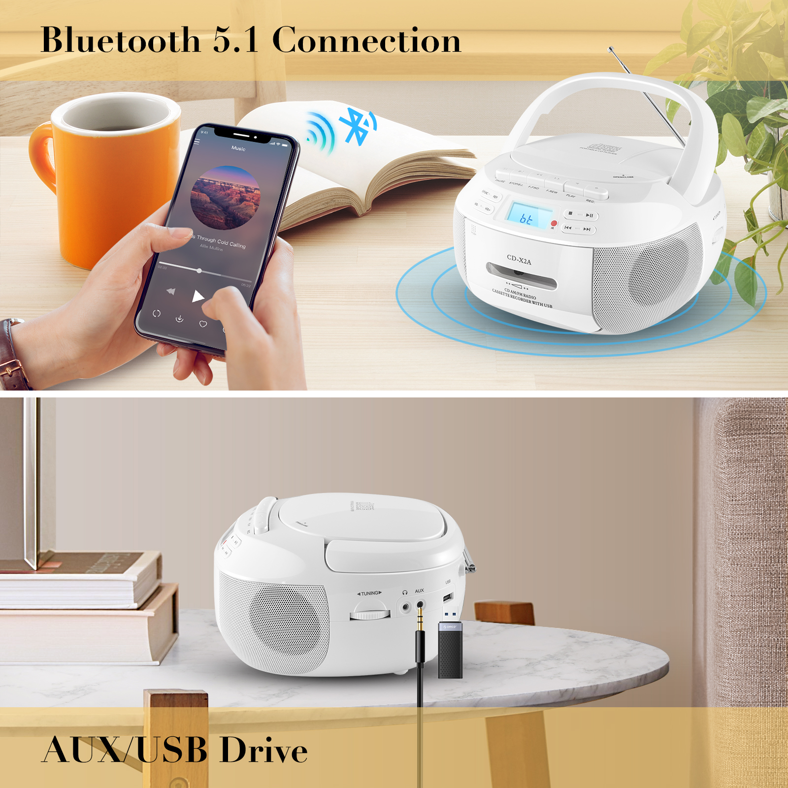 Sun & Moon Boombox With CD, Cassette, Radio & Bluetooth photo 5