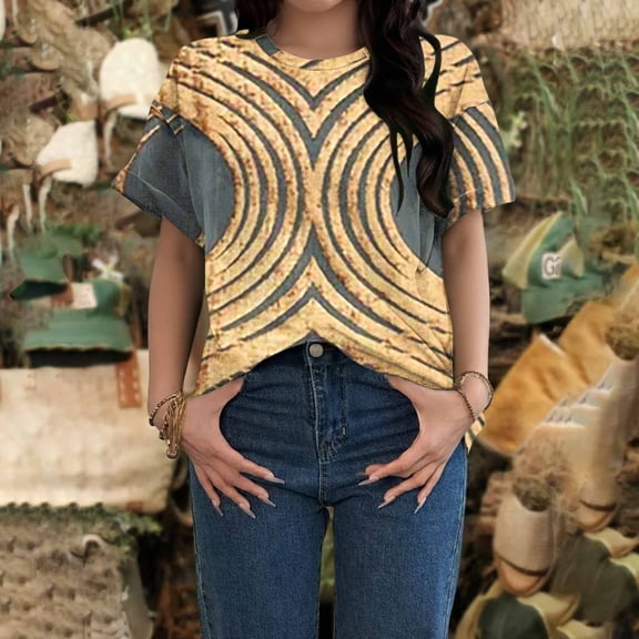 Endives Women's Short Sleeve T-Shirt Round Neck Printed T Shirt Womens Tops Spring Summer