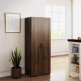 thumbnail image 3 of Mainstays 60" 2 Door Storage Cabinet, Walnut, 3 of 16