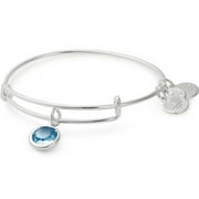 Alex and Ani Women's Swarovski Color Code Bangle March Aquamarine Bracelet, Shiny Silver, Expandable
