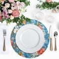 thumbnail image 5 of Qxltty 15inch Round Placemats Set of 6 Polyester Fabric Heat Resistant Washable Table Mat for Kitchen Party Decor Red and White Nostalgic Flowers, 5 of 7