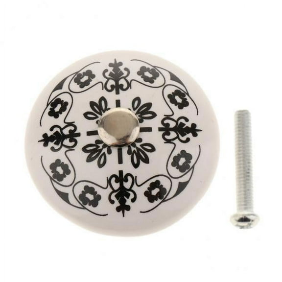 2- Round Black And white color ceramic Cabinet Knobs for Home Feruniture A 2 Pcs