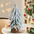 thumbnail image 2 of BNNG Snow Tabletop Christmas Trees, Snow Flocked Mini Tabletop Pine Trees with Wooden Base,Artificial Desk Christmas Trees for Xmas Holiday Home Party Table Decorations, 2 of 4