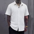 thumbnail image 2 of hotojiny Men's Button down Shirt Short Sleeve Classic Fit Plaid Shirt Casual Summer Beach Wedding Top Vaction Outfit, 2 of 6