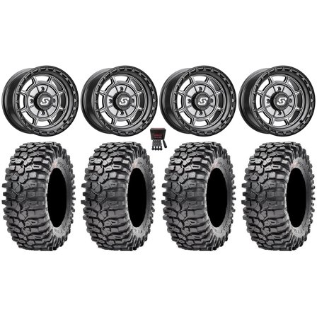 Sedona Rift 15x7 Wheels Grey 35" Roxxzilla Tires Can-Am Maverick X3 / Honda Pioneer 1000 / Talon