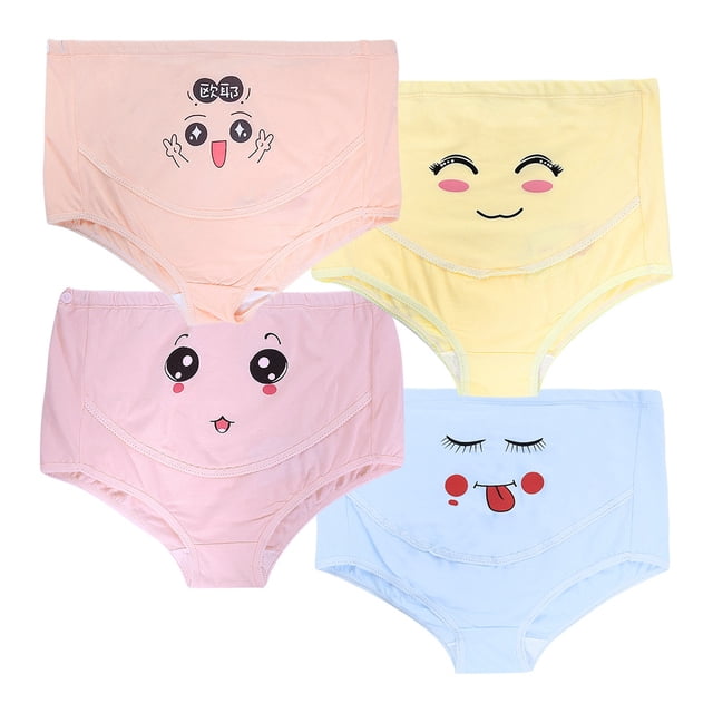 4 piezas de bragas de cintura alta ajustables y bonitas para mujer, ropa interior de maternidad con dibujos animados (n.° 1 XL)