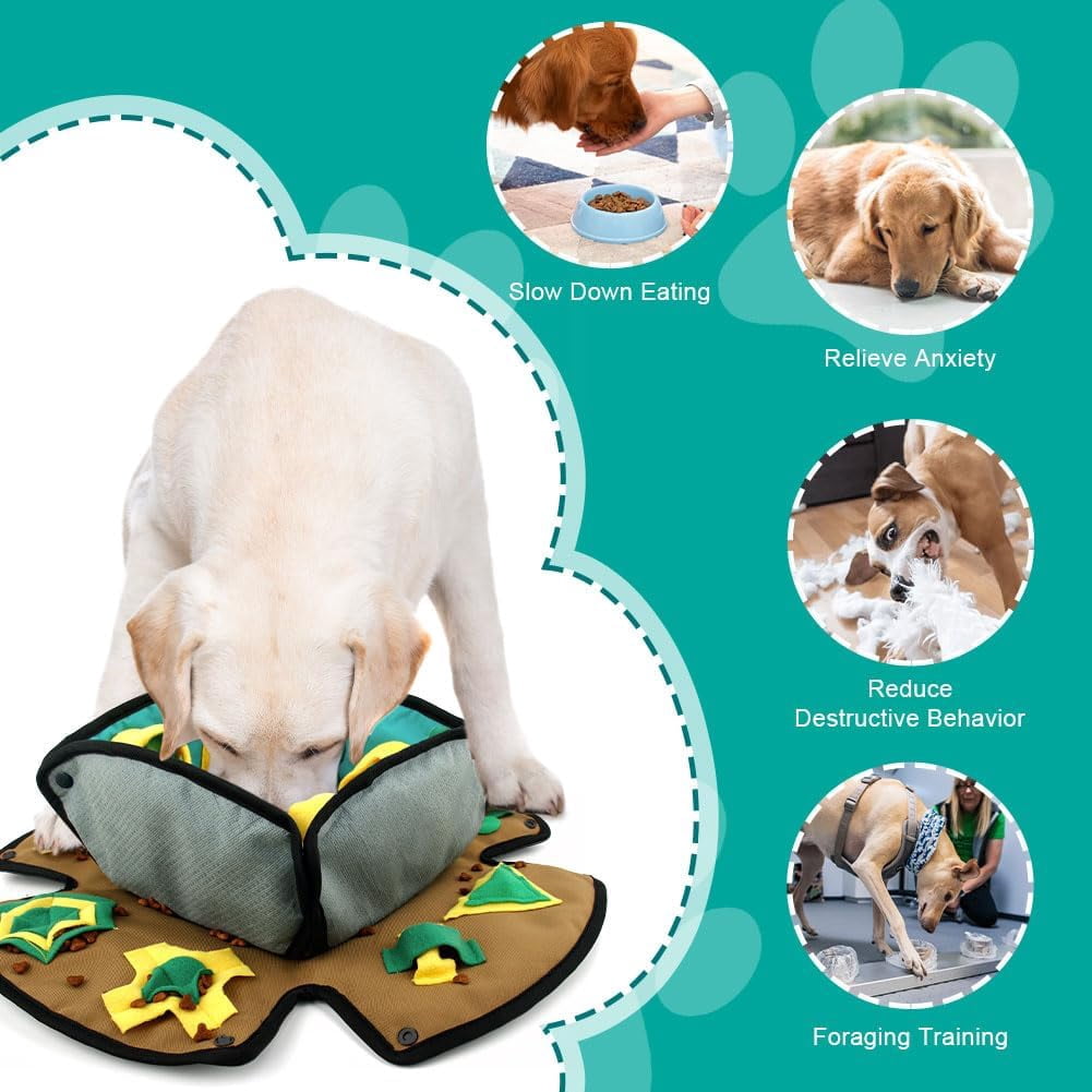 Snuffle Mat for Dogs,19" x 19" Interactive Dog Puzzle Toys Encourages Natural Foraging Skills,Durable Dog Feeding Mat for Boredom and Mental Stimulation for Large, Medium and Small Dogs