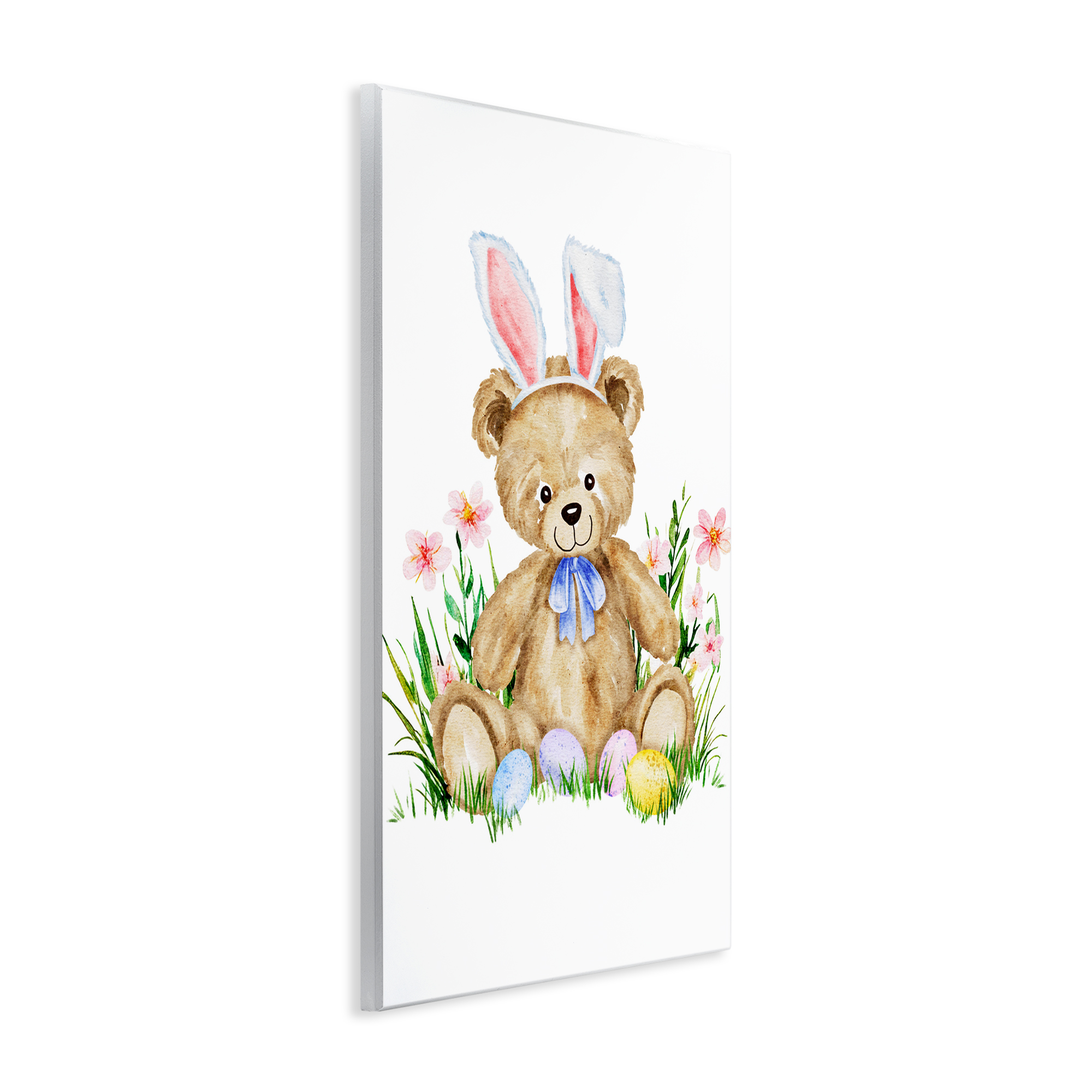 Springy Easter Teddy Bear Wall Plaque Art, design by Amy Hall