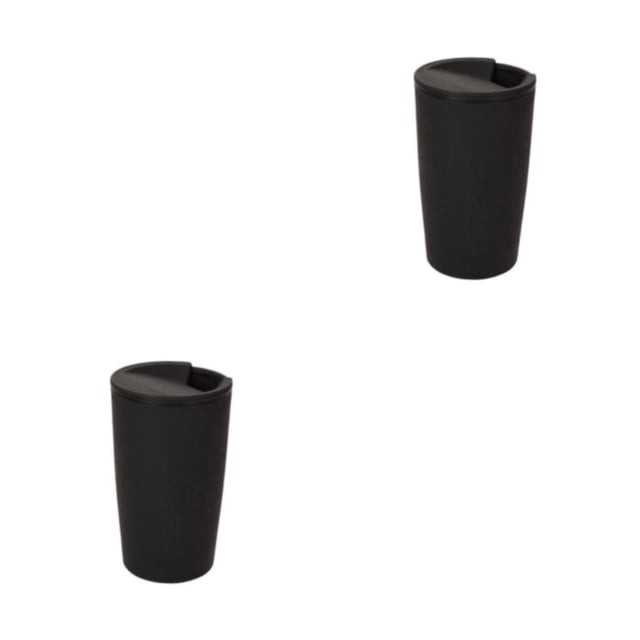 Advancent Taza de café de fibra de trigo, taza de té de la leche de agua de estilo Simple, vaso de moda de boca ancha para coche, vasos de Negro 2piezas