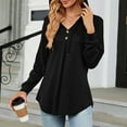 thumbnail image 6 of Women V Neck Long Sleeve Hoodies Autumn Winter Stylish Casual Loose Pure Color Drawstring Women Long Sleeve Pullover Tops Black XXL, 6 of 6