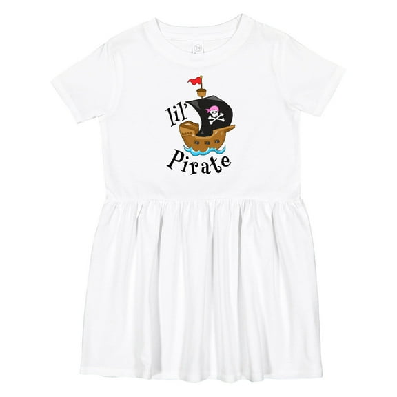 Inktastic Lil' Pirate Pirate Ship, Pink Bandana Girls Toddler Dress