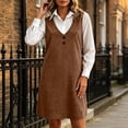 thumbnail image 6 of Liuinsasek Fall Dress for Women Fashion Sleeveless Suede V-Neck Simple and Classic Short Dress with Pockets Daily Casual Warm Outfits, 6 of 10