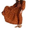 thumbnail image 1 of AMERTEER Robe Longue pour Femmes Manches Longues Col Carré Broderie Fleur Robe Évasée, 1 of 5