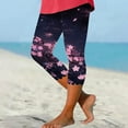 thumbnail image 3 of GHSOHS Leggings for Women Yoga Pants Cropped Leggings for Women Capri Leggings for Women Floral Print Cropped Leggings Knee Length Summer Workout Leggings Casual Comfy Cropped Yoga Pants Yoga Cap,L, 3 of 5