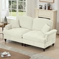 thumbnail image 5 of Newest Elegant Oversized Large Two Seater Sofa Couch, Flared Arms, Removable Ruffles Pleats Skirts, Spindle Legs,Comfy Chenille Two-Seat Love Seat Sofa for Living Room,Beige White, 5 of 20