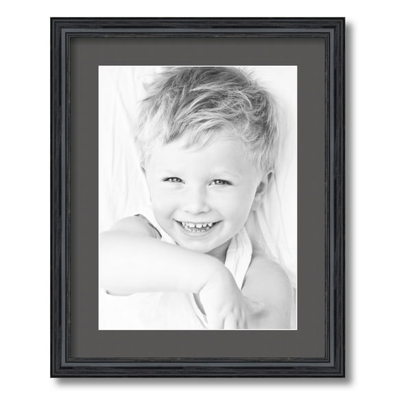 ArtToFrames 16x20" Matted Picture Frame with 12x16" Single Mat Photo Opening Framed in 1.25" Black Stain on Solid Red Oak and 2" Charcoal Mat (FWM-4083-16x20)