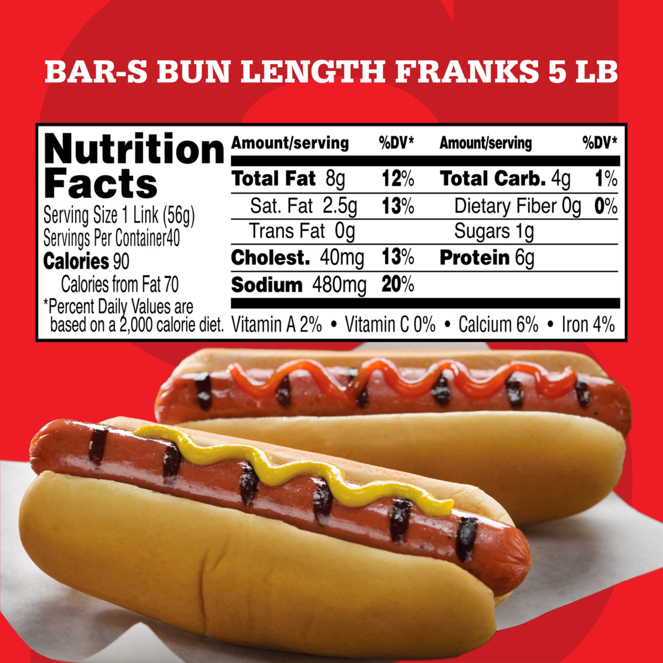 Bar‑S Classic Bun‑Length Franks, 24-Count, 3 lb Family Pack