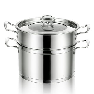 Stainless Steel Three-layer Thick Steamer Multifunction Soup Steam Pot  Universal Cooking Pots for Induction Cooker Gas Stove (28cm)  (Double-bottom) 