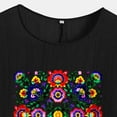thumbnail image 4 of jtjvou Women's Summer Floral Shirts Round Neck Pullover Plus Size Short Sleeve Tees Lady Going out Tops for Teen Trendy Fashion Black,L, 4 of 4
