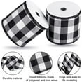 thumbnail image 3 of 2 Rolls Wired Edge Plaid Ribbon Christmas Buffalo Check Ribbon White Black Plaid Ribbon 2.5" Wide Farmhouse Craft Ribbon, 3 of 5