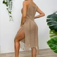 thumbnail image 5 of Brilliant Beach Cover up Womens Bathing Suit Crochet Cover Ups Bikini Swimsuit Loose Tassels Coverup Sexy Dress Sleeveless Tank Hollow Out(Brown,One size), 5 of 5