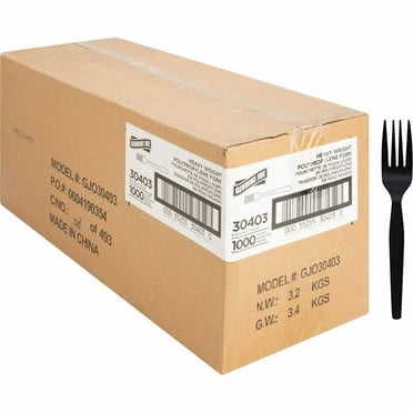 Genuine Joe Heavyweight Plastic Fork, 1000 / Carton, Black