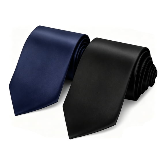 2 pcs Solid Color Tie Mens Necktie for Business and Wedding Neckties Satin, 3.15" (8CM) Men's Ties Formal Tie