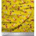 thumbnail image 1 of Soimoi Yellow Cotton Jersey Fabric Insect & Cat Animal Print Fabric by Yard 58 Inch Wide, 1 of 3