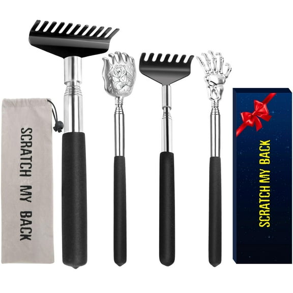 Back Scratcher YIKATO, paquete de 4 unidades, telescópico de acero inoxidable