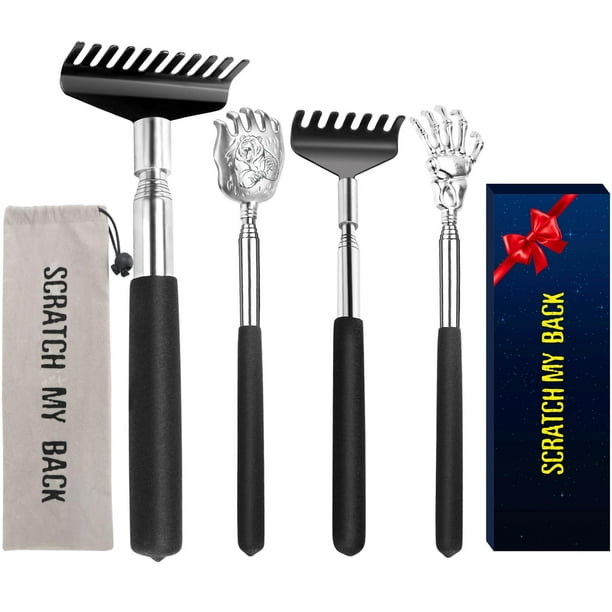 Back Scratcher YIKATO, paquete de 4 unidades, telescópico de acero inoxidable