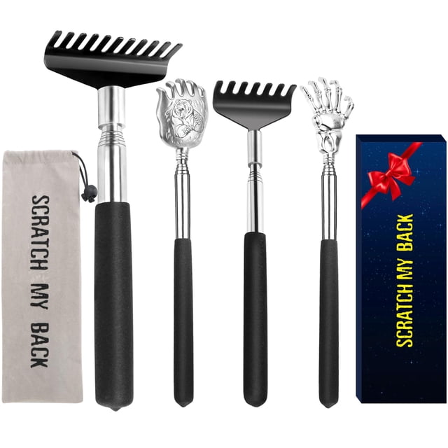 Back Scratcher YIKATO, paquete de 4 unidades, telescópico de acero inoxidable