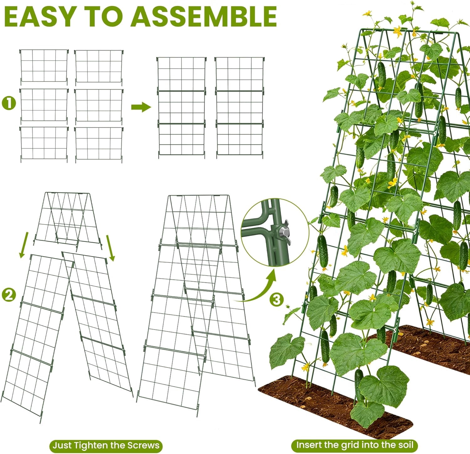 Heavy Duty Adjustable A-Frame Trellis for Climbing Plants,48"x16", Rust-Proof Metal Garden Trellis with Dense Grid, Ideal for Raised Beds, Cucumbers, Tomatoes, Beans, and Outdoor Vines (1 Pcs)