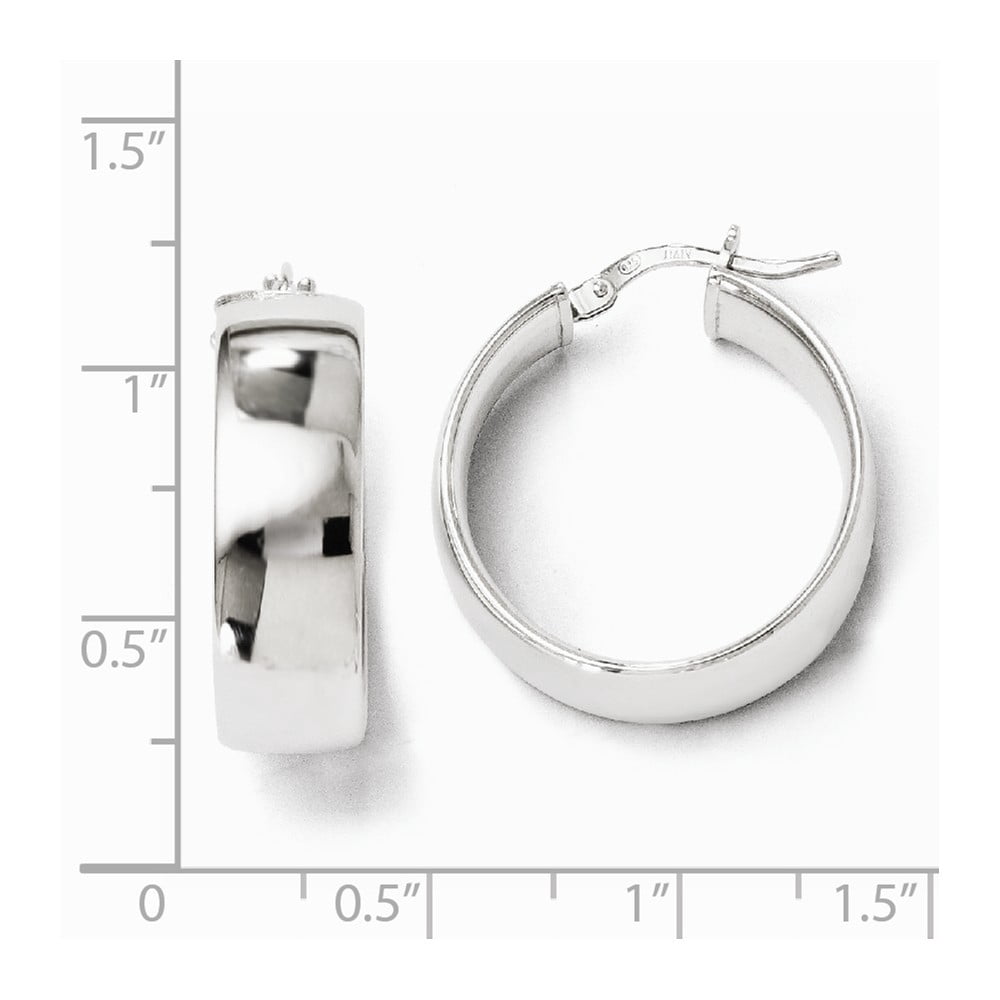 Sterling Silver Polished Hinged Hoop Earrings - 4.0 Grams - Measures 23x16mm Wide 10mm Thick